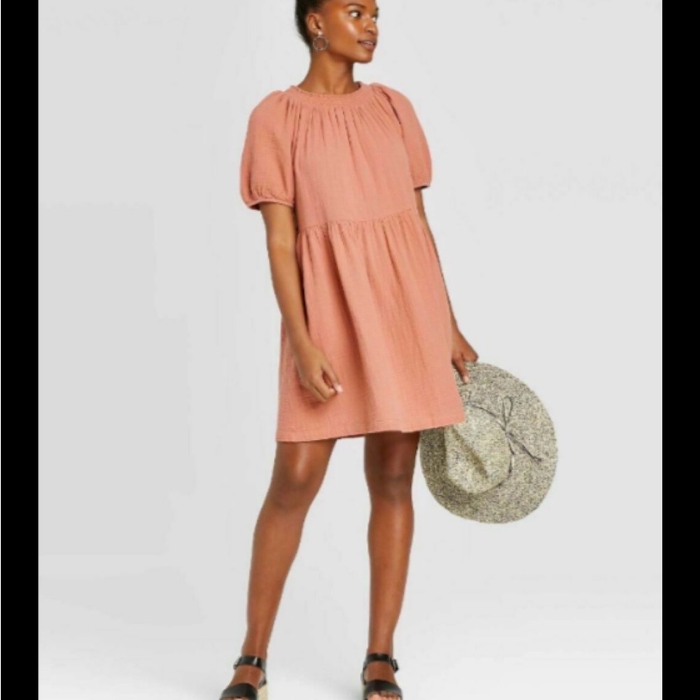 Universal Thread Gauze Short Sleeve Dress - large